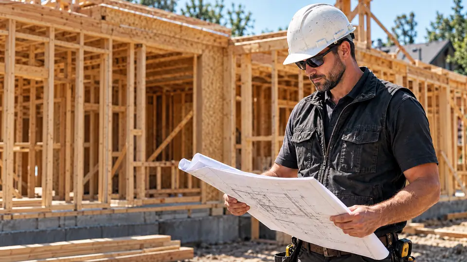 Contractor reviewing plans with a homeowner on a job site